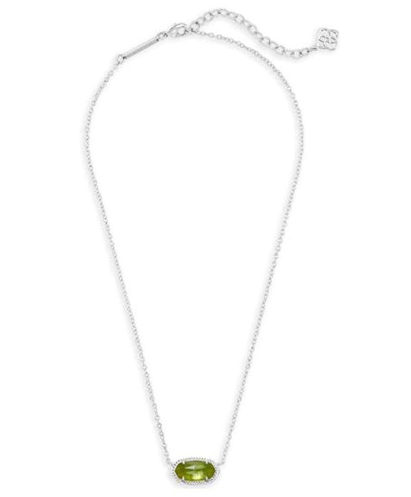 Kendra Scott Elisa Pendant Necklace for Women, Fashion Jewelry, Rhodium-Plated, Peridot Illusion - Image 2